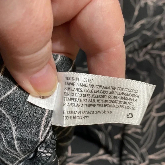 A New Day Black Leaves Shirteaist Button Up Long Sleeved Dress - Picture 10 of 10